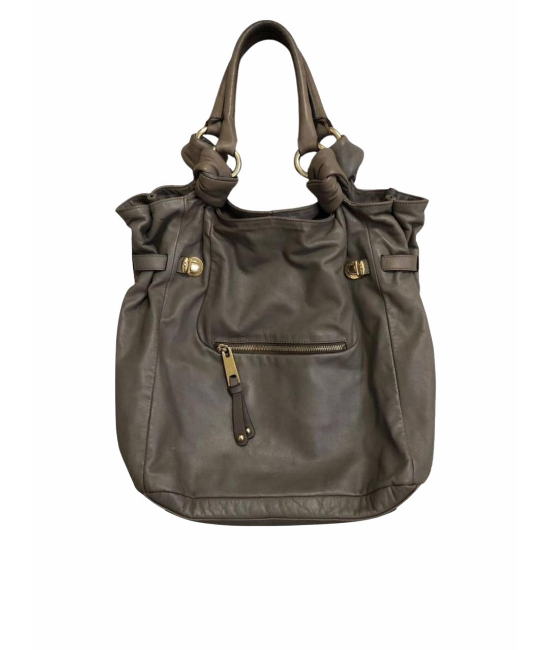 MARC JACOBS Хаки кожаная сумка с короткими ручками, фото 1
