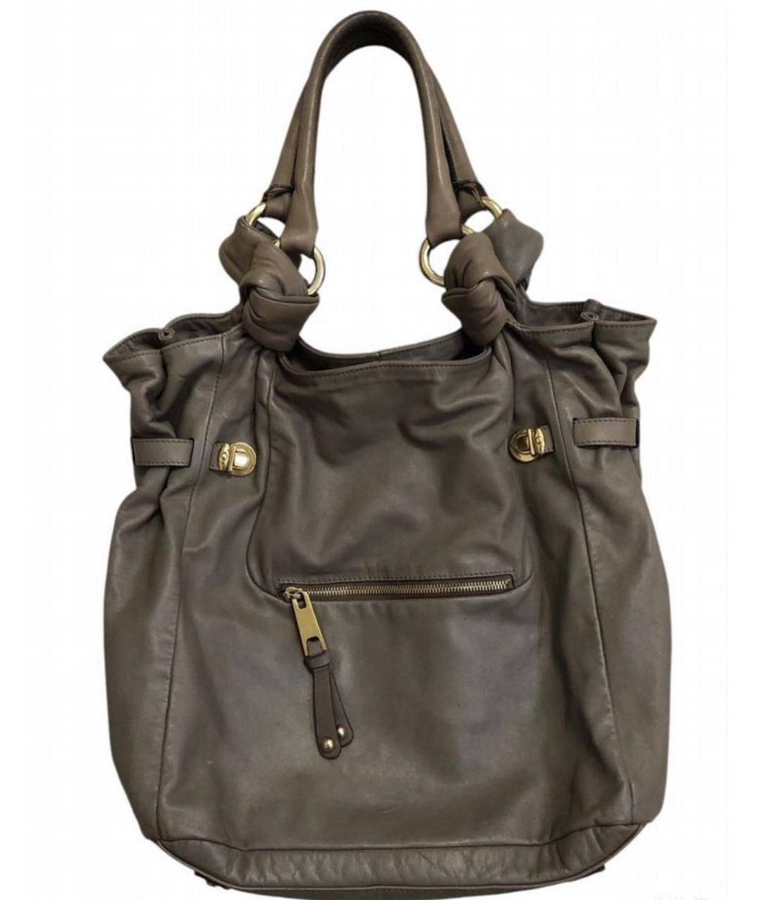 MARC JACOBS Хаки кожаная сумка с короткими ручками, фото 6