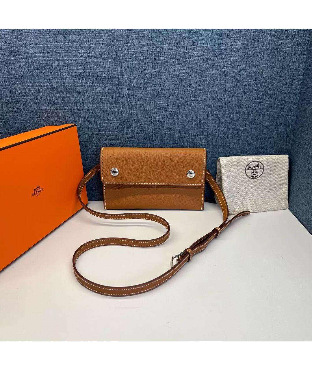 HERMES Коричневая кожаная сумка через плечо, фото 8