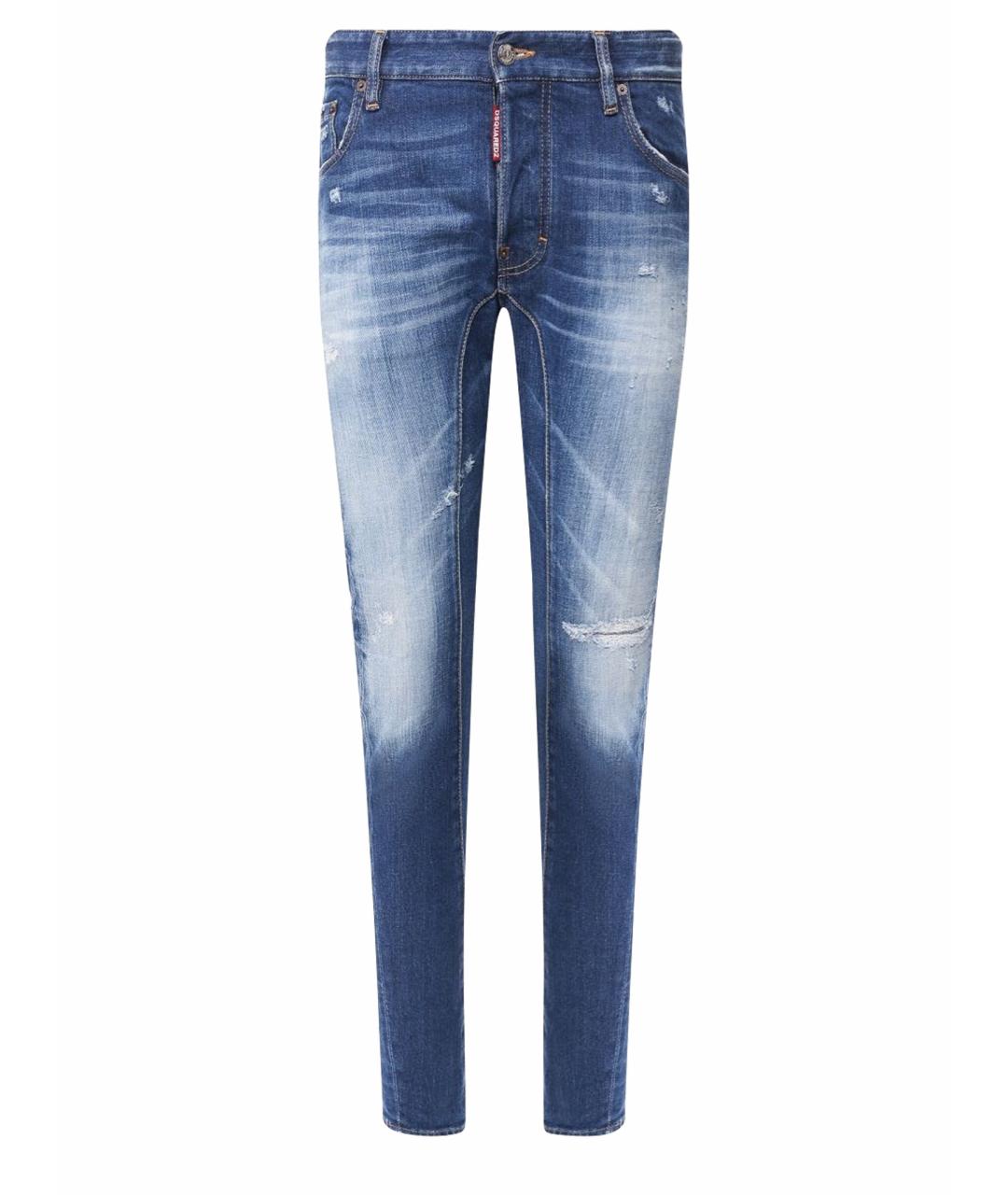 DSQUARED2 Синие хлопко-эластановые джинсы скинни, фото 1