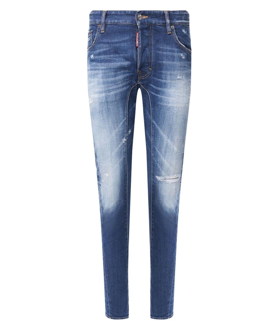 DSQUARED2 Синие хлопко-эластановые джинсы скинни, фото 9