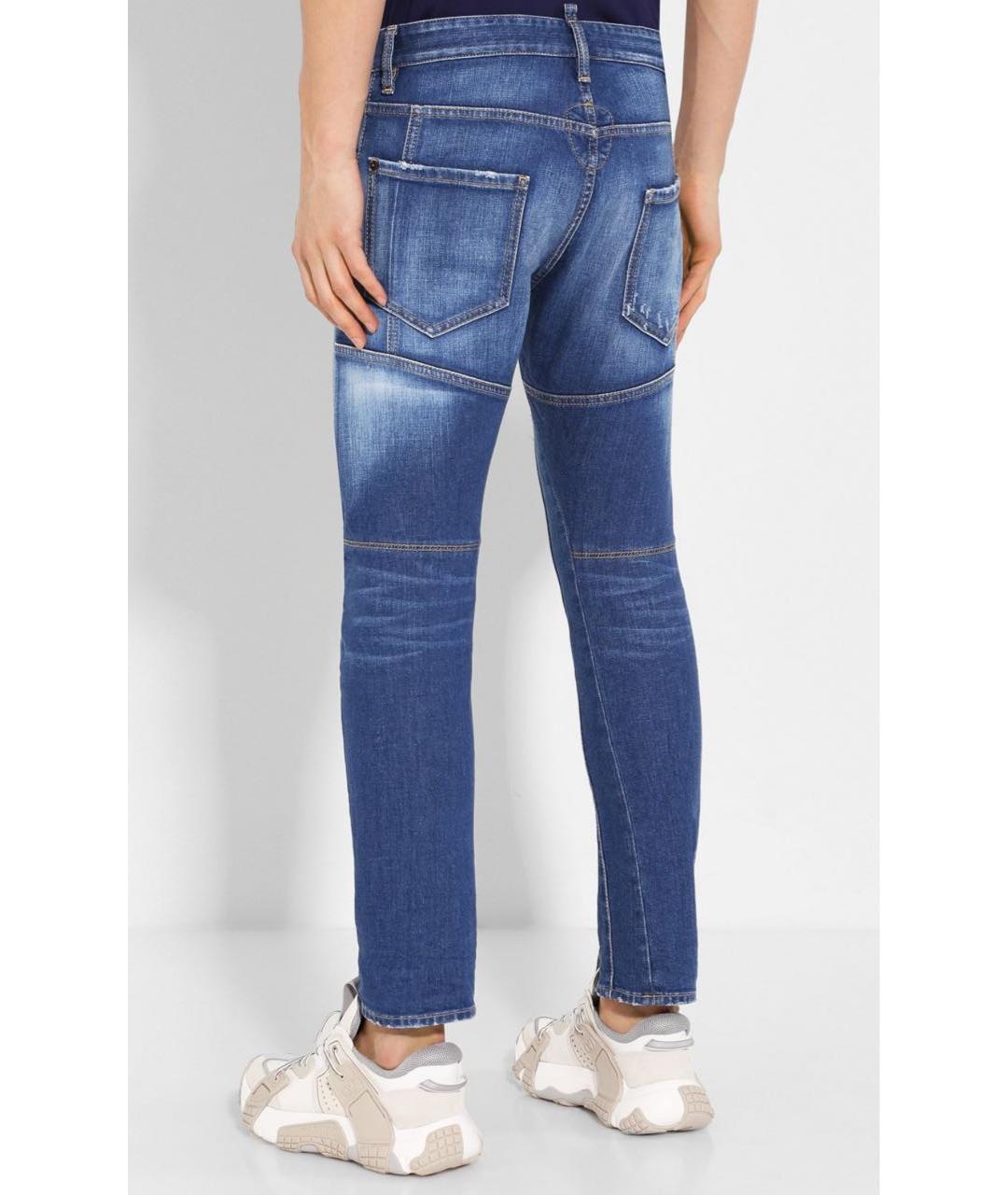DSQUARED2 Синие хлопко-эластановые джинсы скинни, фото 4