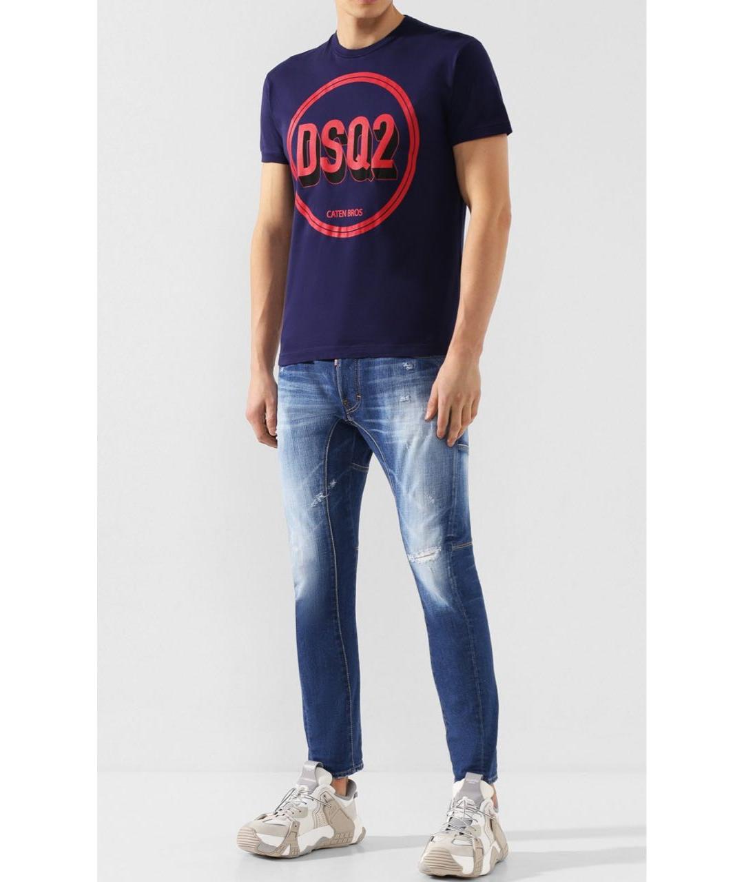 DSQUARED2 Синие хлопко-эластановые джинсы скинни, фото 3