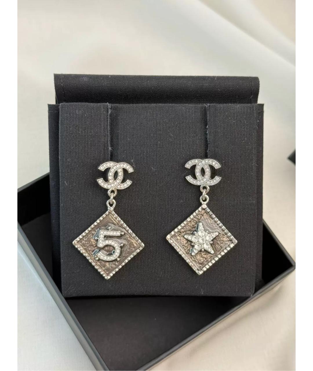 CHANEL Серебряные металлические серьги, фото 8