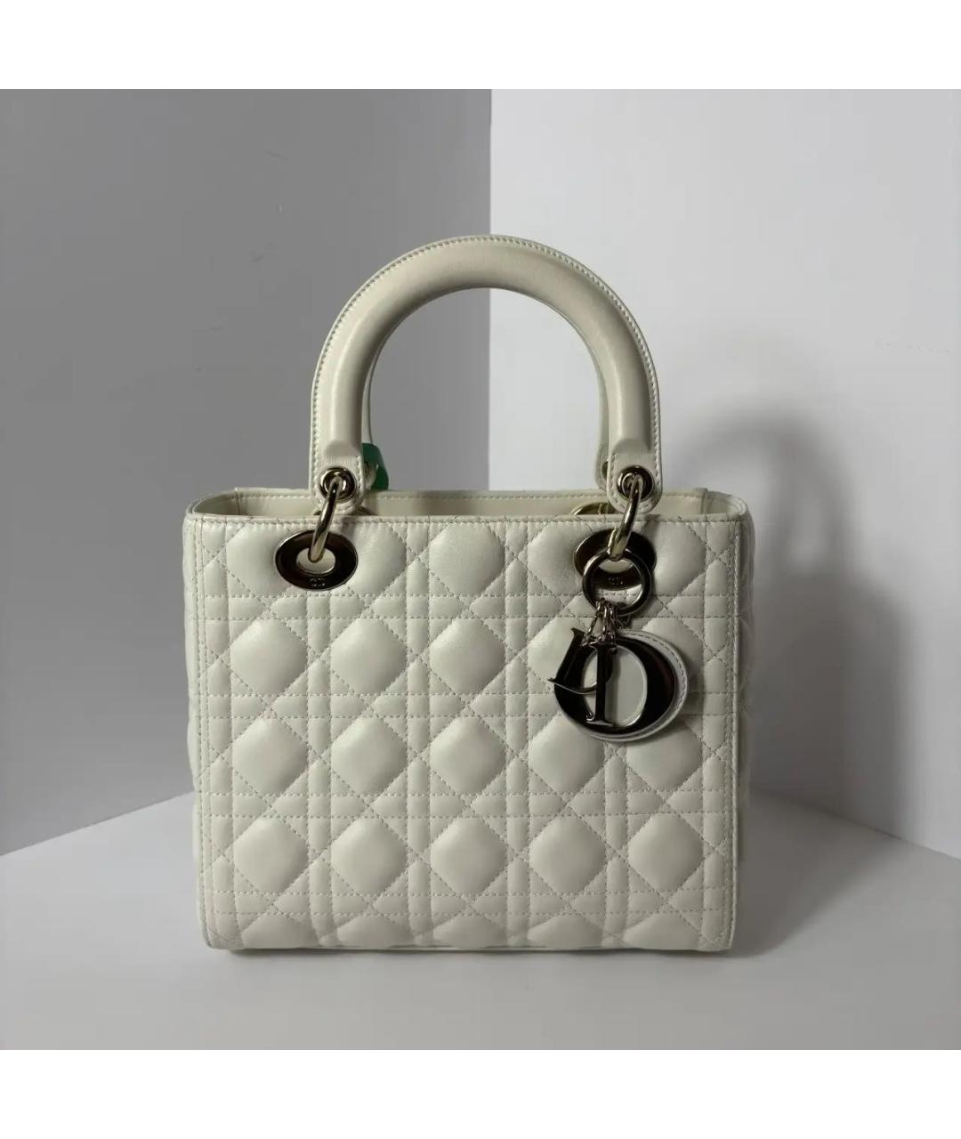 CHRISTIAN DIOR Белая кожаная сумка с короткими ручками, фото 6