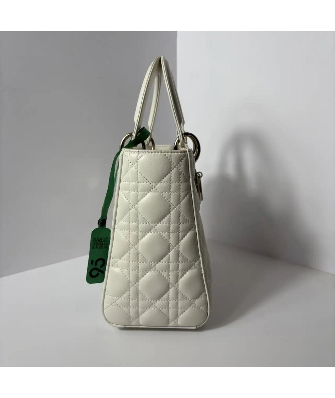 CHRISTIAN DIOR Белая кожаная сумка с короткими ручками, фото 4