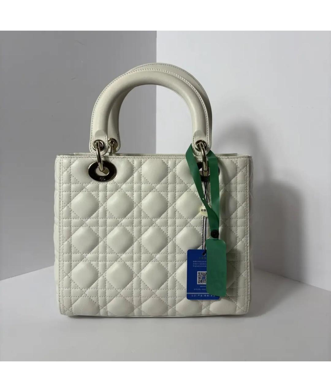 CHRISTIAN DIOR Белая кожаная сумка с короткими ручками, фото 2