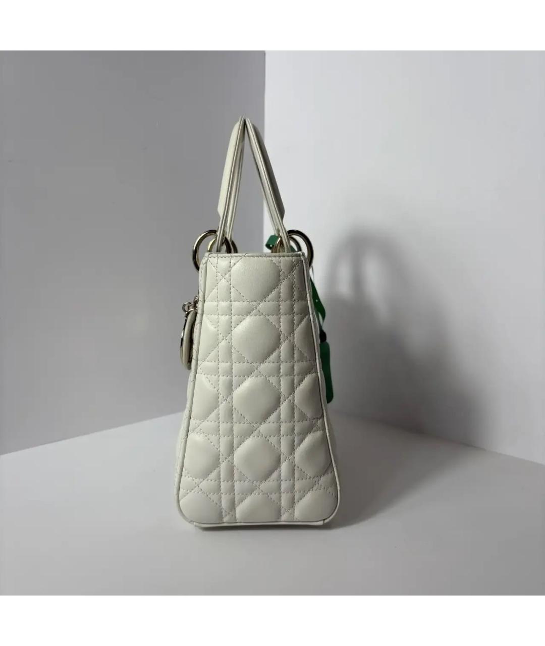 CHRISTIAN DIOR Белая кожаная сумка с короткими ручками, фото 3