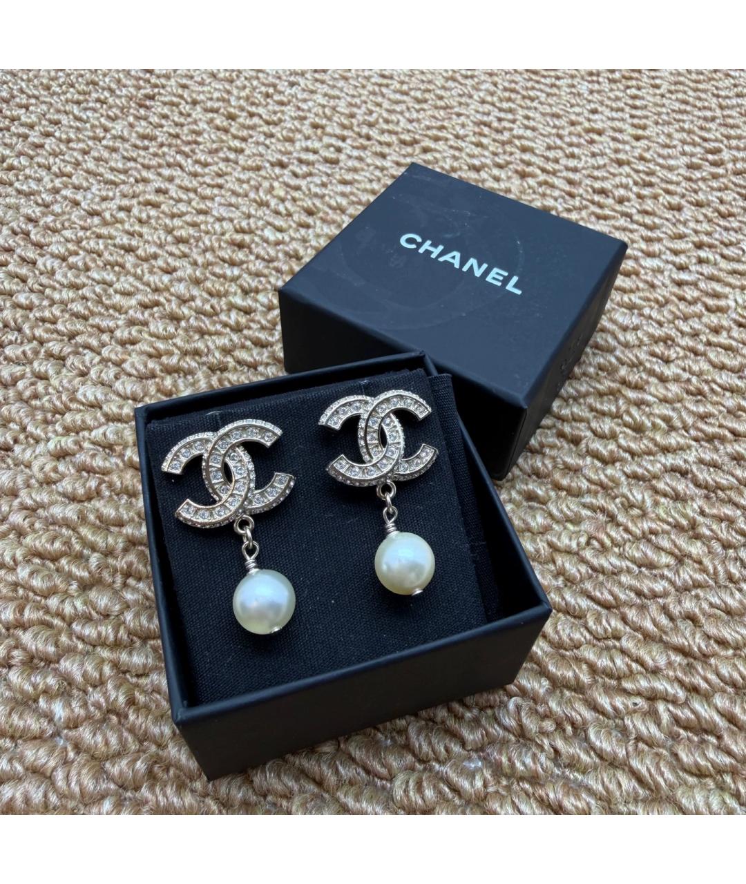 CHANEL Серебряные металлические серьги, фото 2