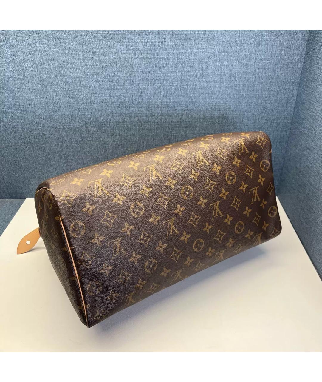 LOUIS VUITTON Коричневая кожаная сумка с короткими ручками, фото 5