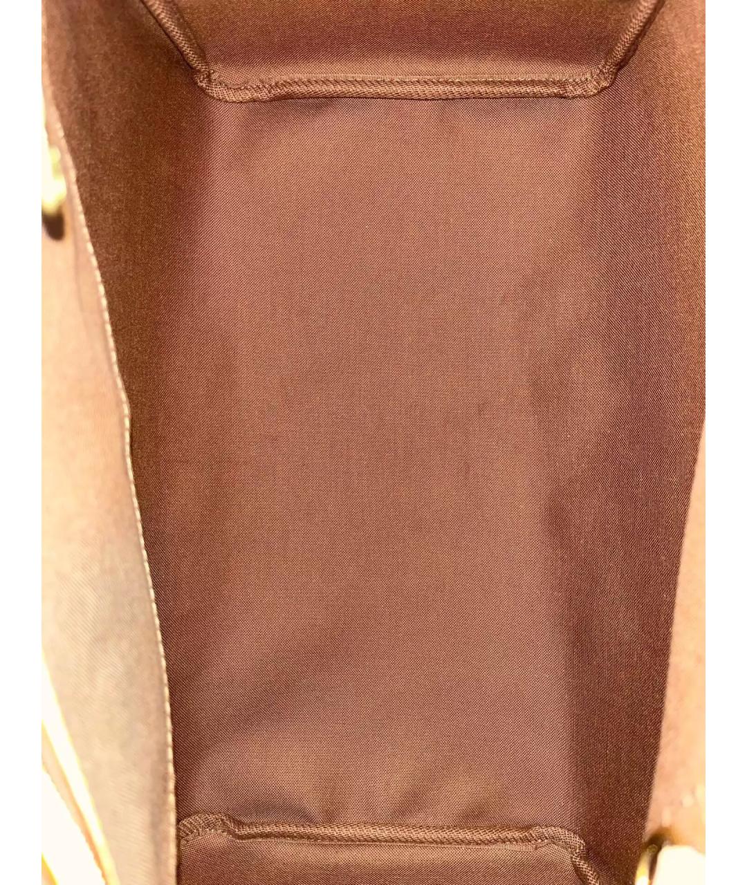 LOUIS VUITTON Коричневая кожаная сумка с короткими ручками, фото 7