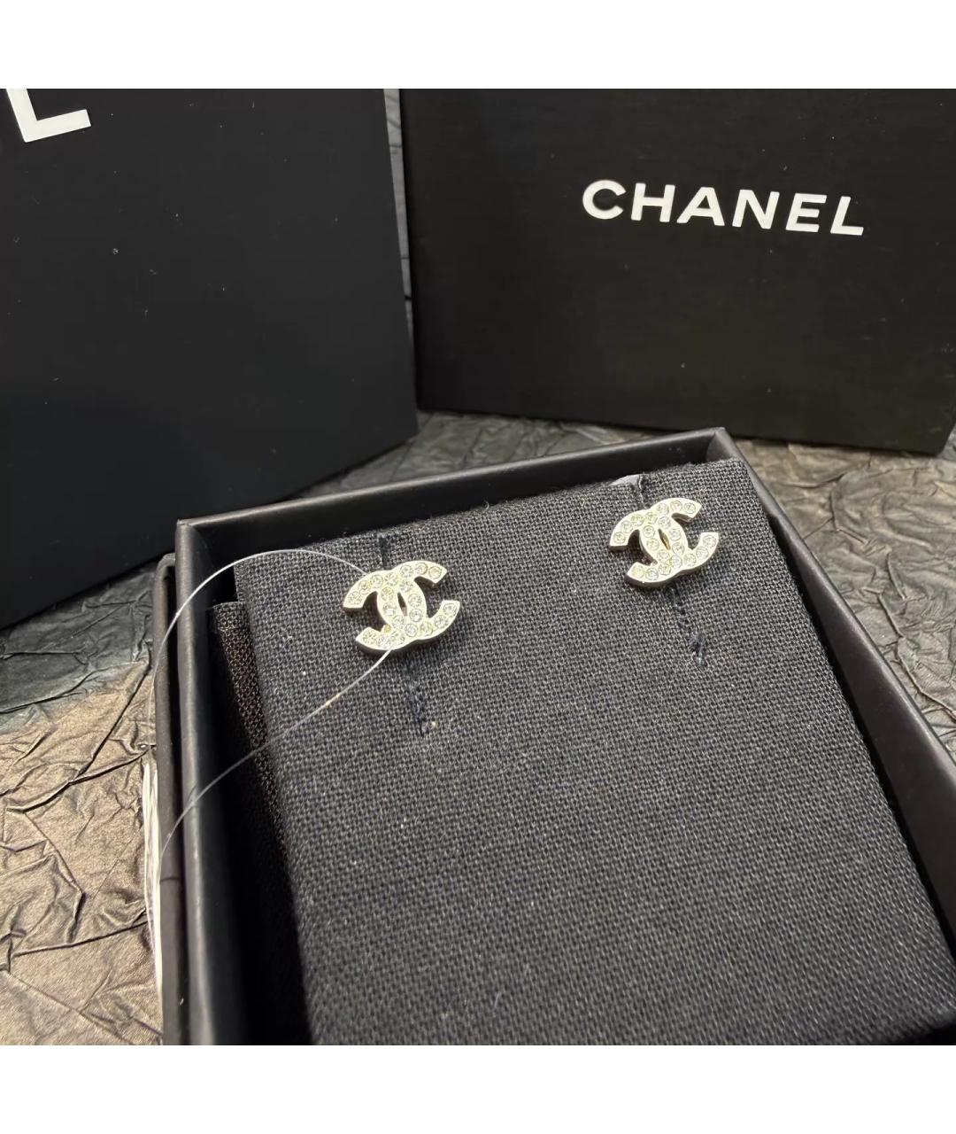 CHANEL Серебряные металлические серьги, фото 2