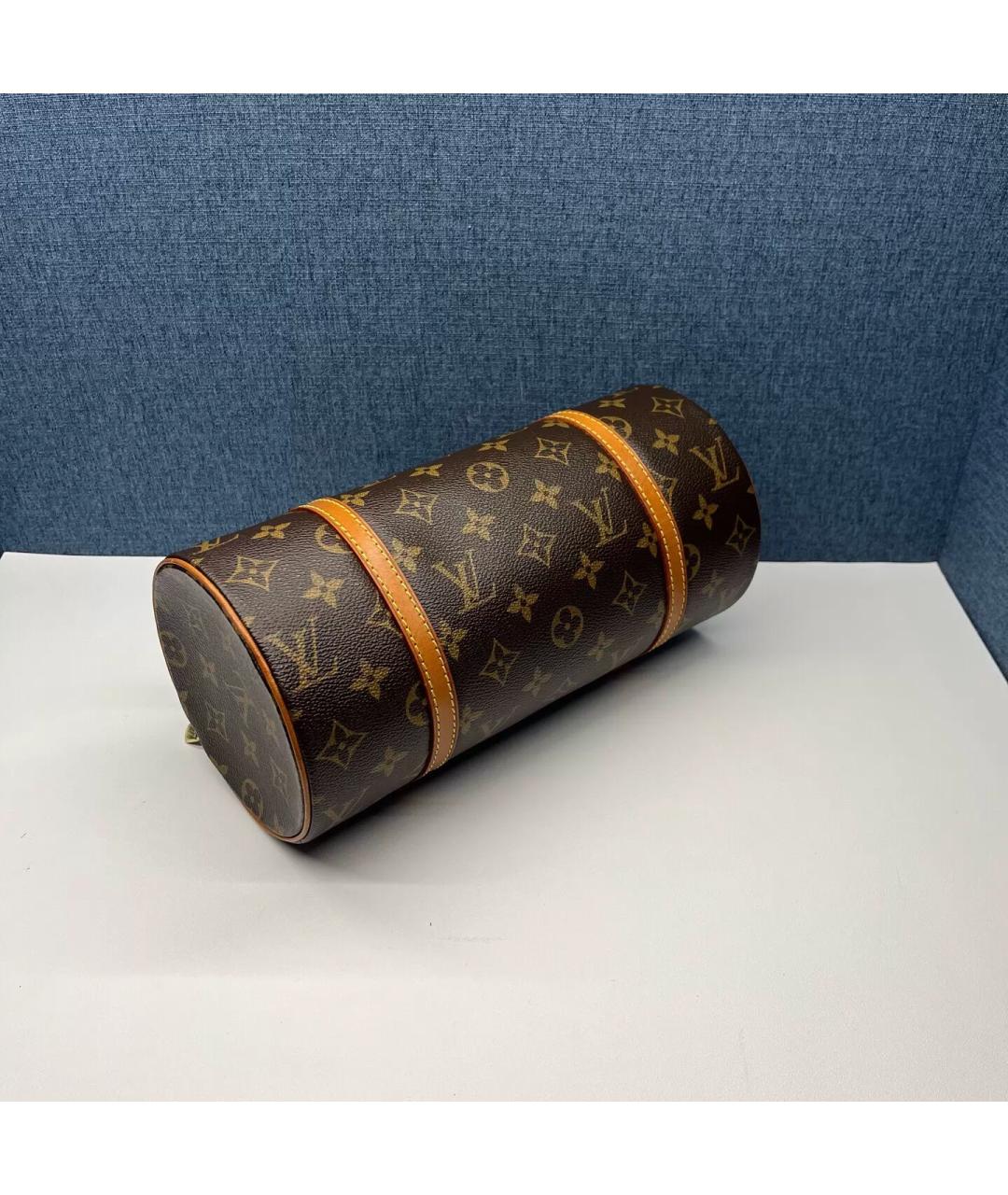 LOUIS VUITTON Коричневая кожаная сумка с короткими ручками, фото 5