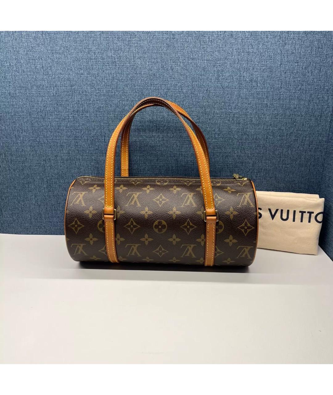 LOUIS VUITTON Коричневая кожаная сумка с короткими ручками, фото 8