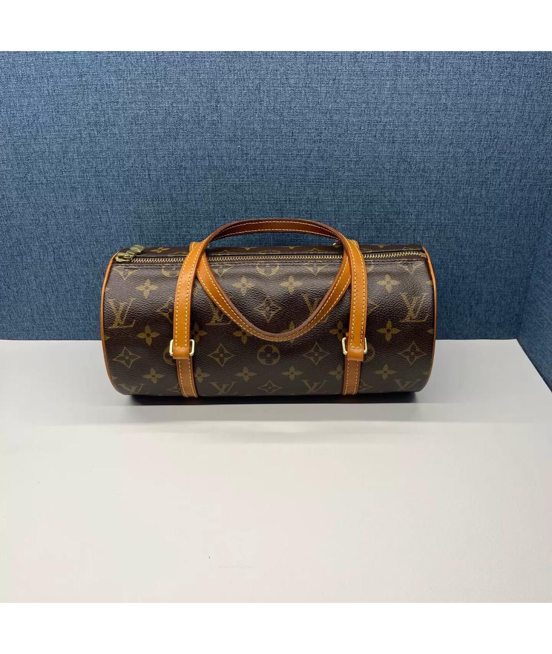 LOUIS VUITTON Коричневая кожаная сумка с короткими ручками, фото 4