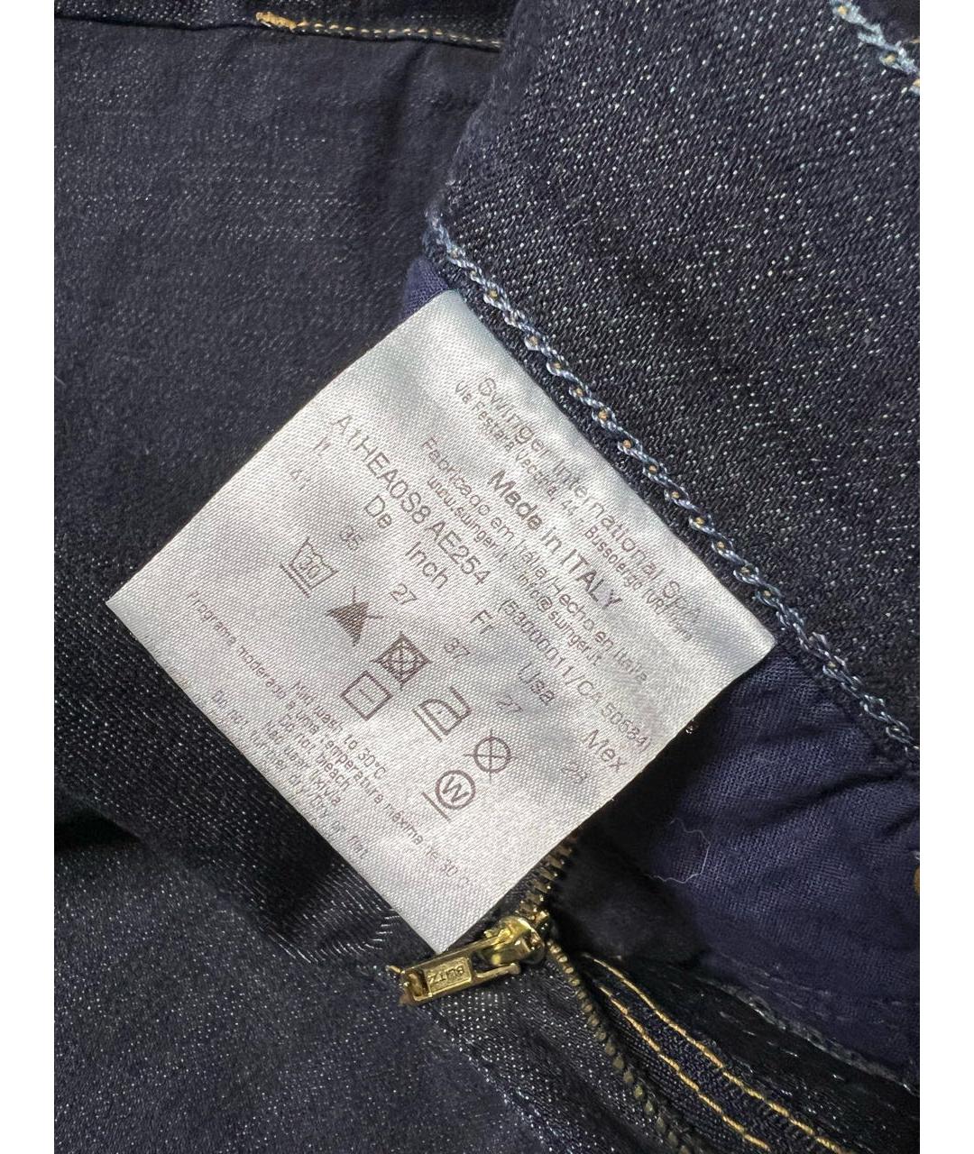 VERSACE JEANS COUTURE Синие хлопко-эластановые джинсы слим, фото 8