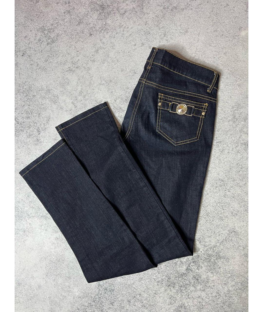 VERSACE JEANS COUTURE Синие хлопко-эластановые джинсы слим, фото 2