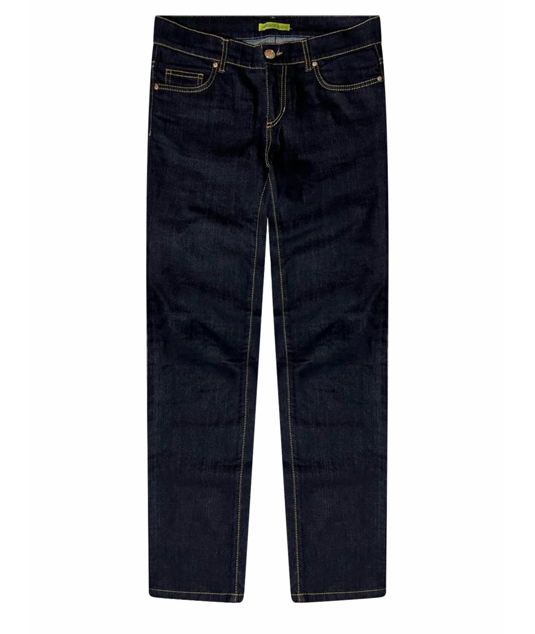 VERSACE JEANS COUTURE Синие хлопко-эластановые джинсы слим, фото 1