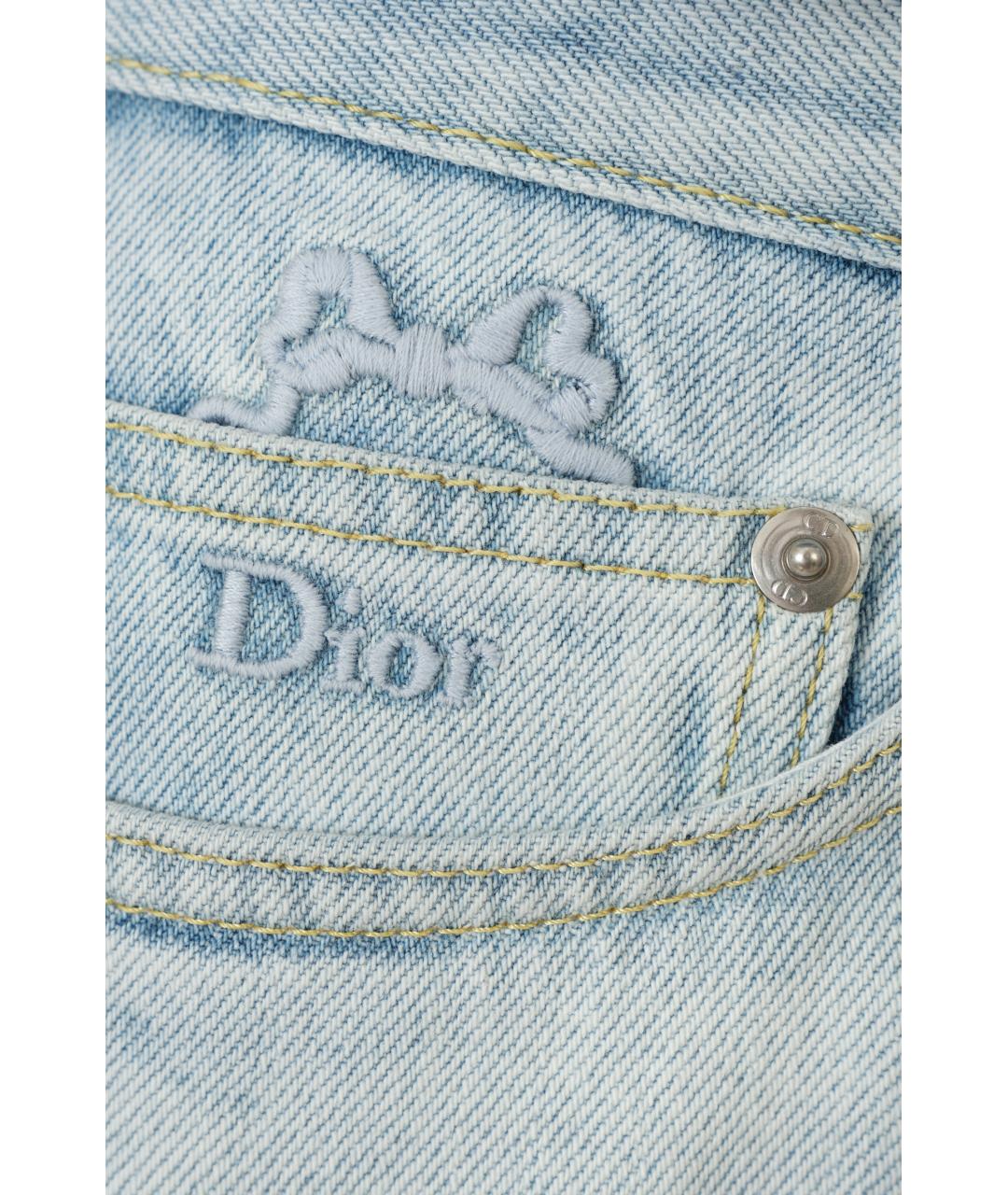 CHRISTIAN DIOR Голубые хлопковые прямые джинсы, фото 4