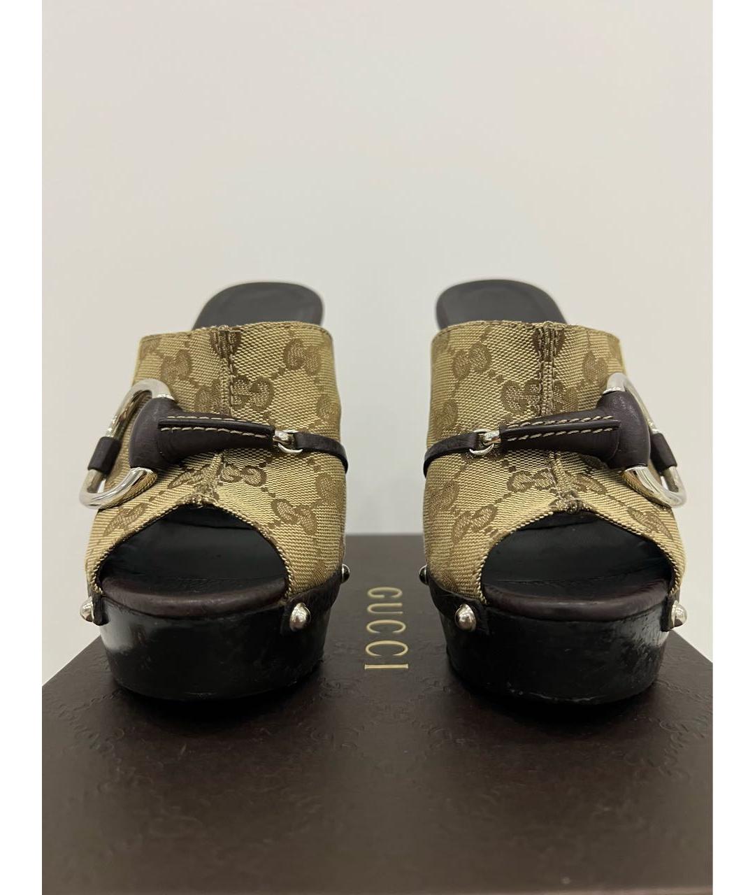 GUCCI Бежевые босоножки, фото 3