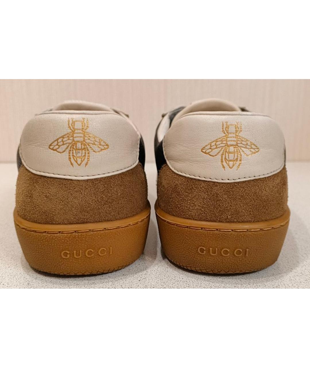 GUCCI Черные кожаные низкие кроссовки / кеды, фото 4