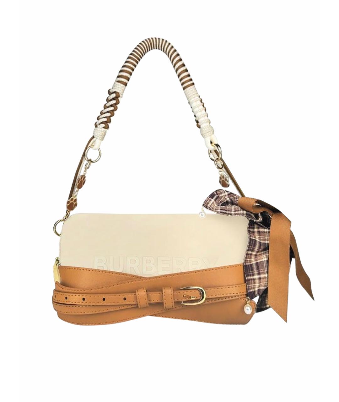 BURBERRY Бежевая кожаная сумка с короткими ручками, фото 1