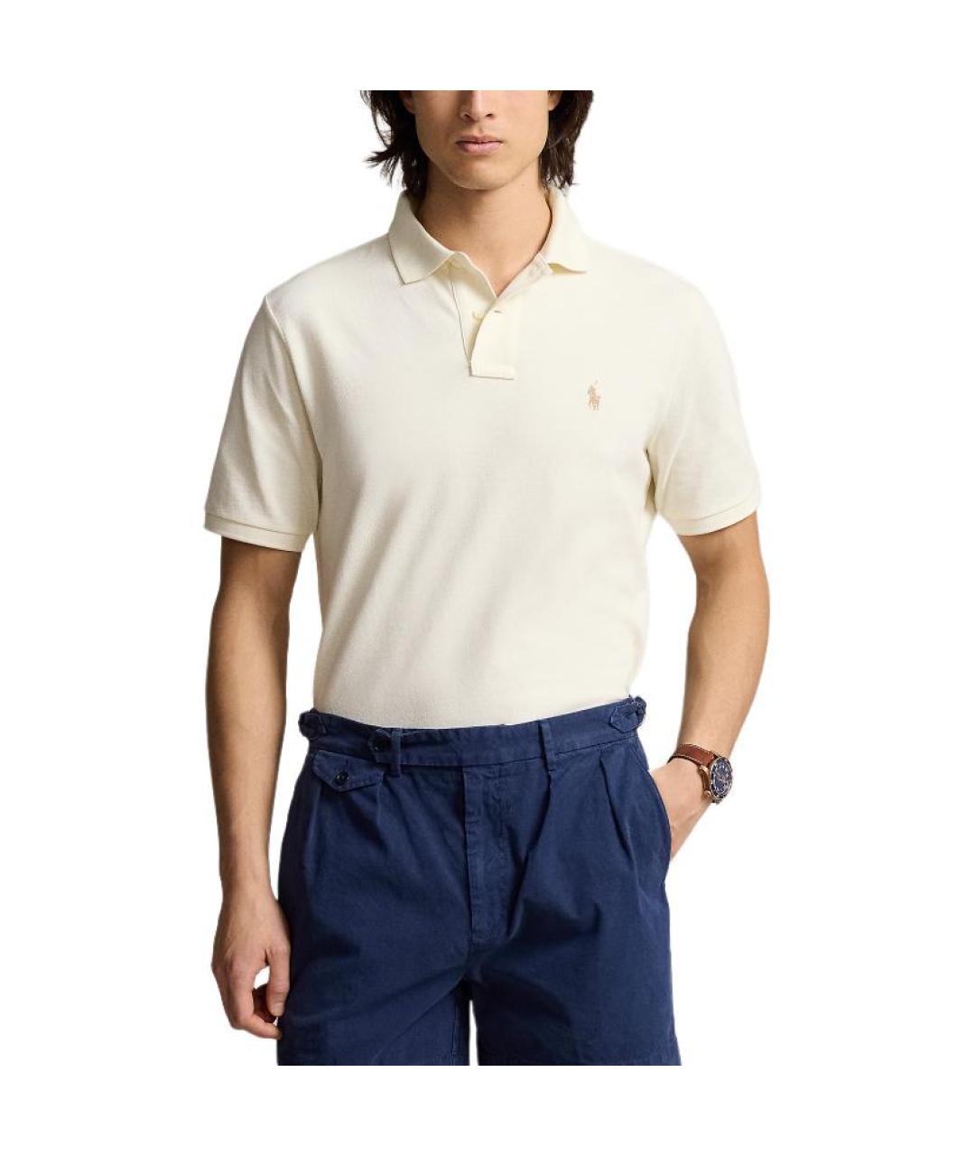 POLO RALPH LAUREN Бежевое поло с коротким рукавом, фото 2