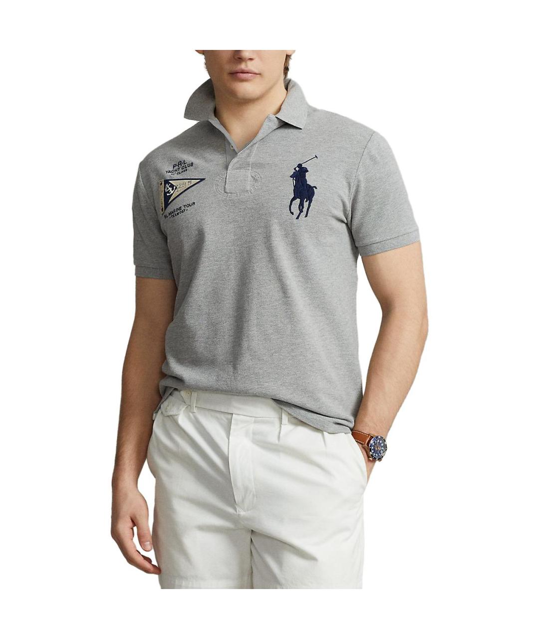 POLO RALPH LAUREN Серое поло с коротким рукавом, фото 4