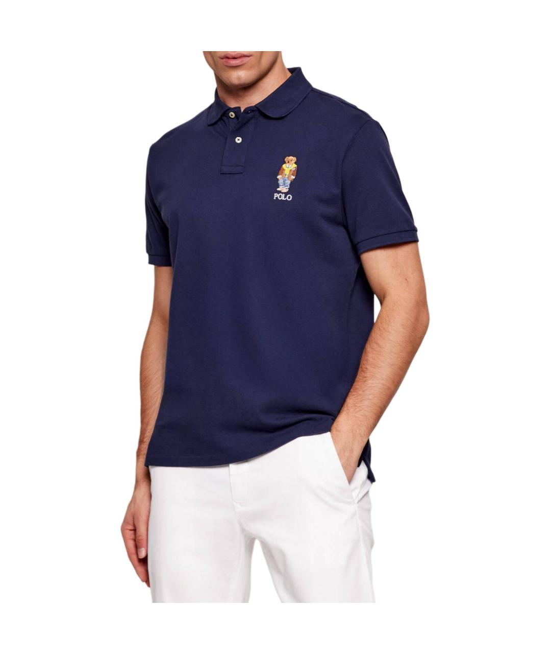 POLO RALPH LAUREN Темно-синее поло с коротким рукавом, фото 3