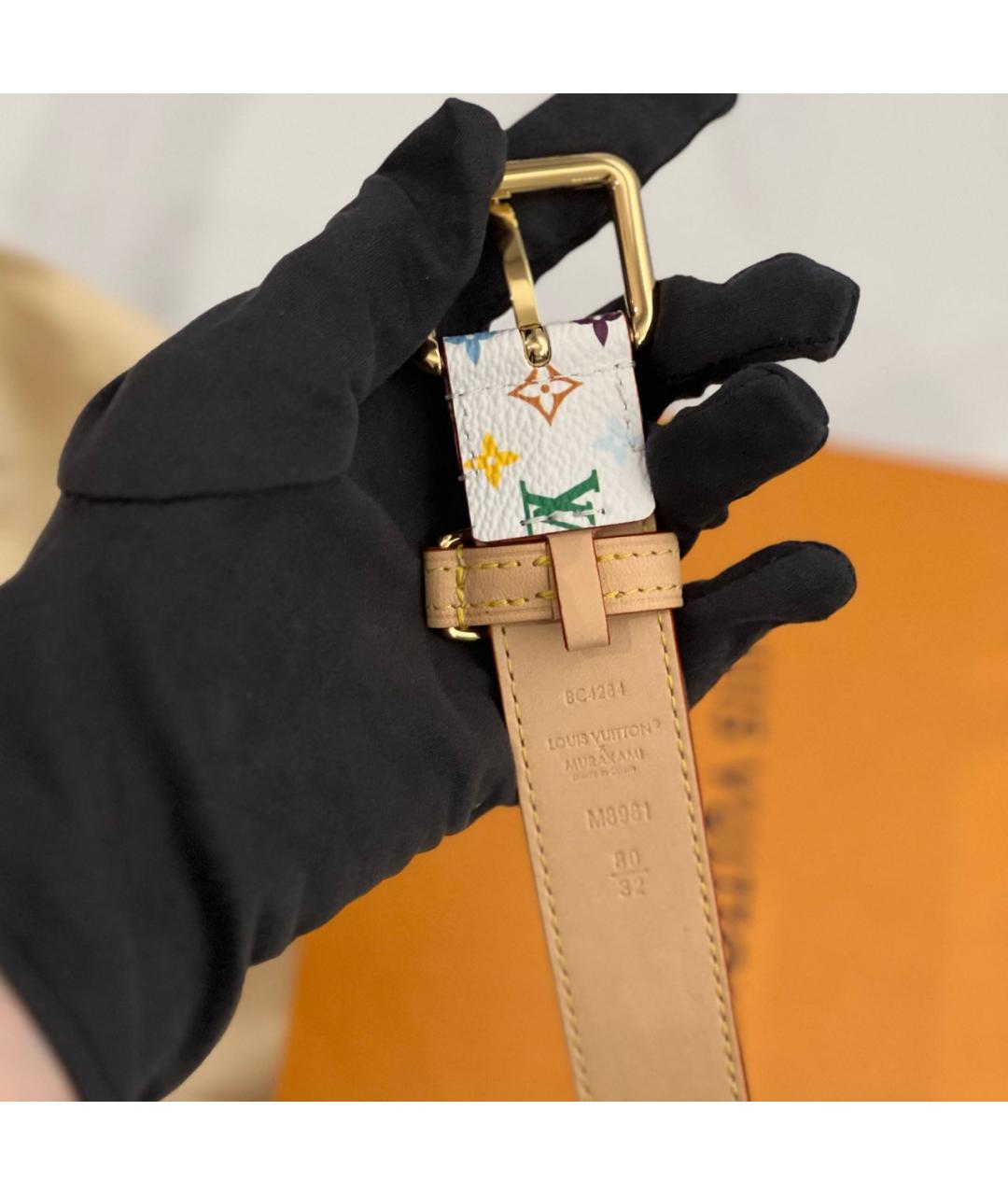 LOUIS VUITTON Белый кожаный ремень, фото 4