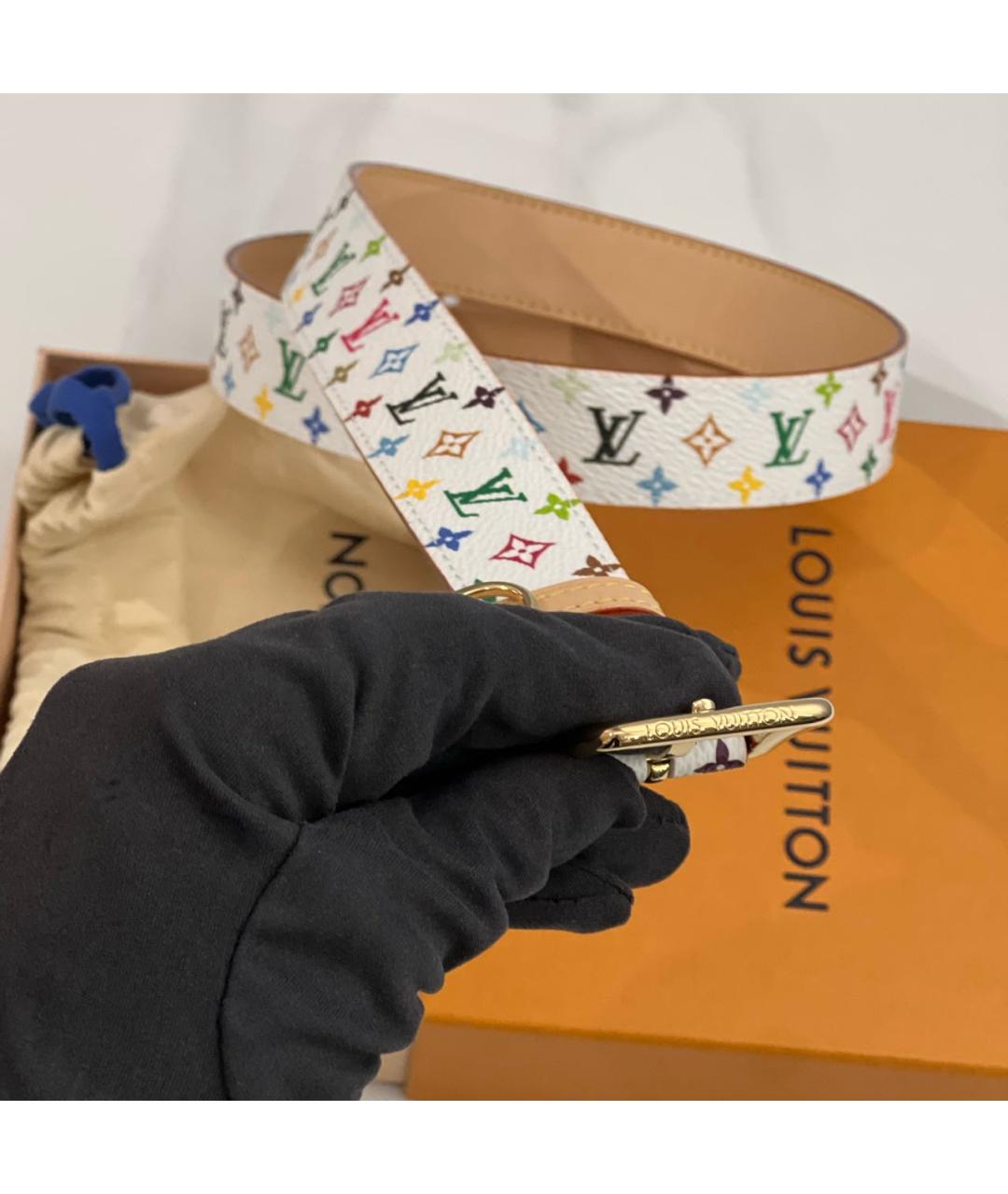 LOUIS VUITTON Белый кожаный ремень, фото 3