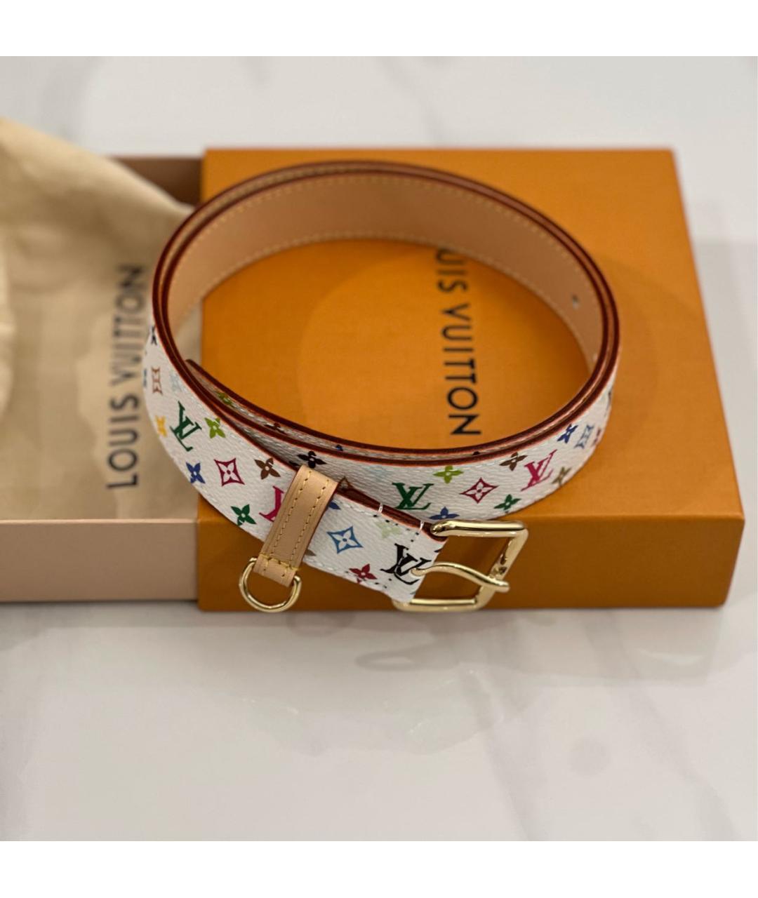 LOUIS VUITTON Белый кожаный ремень, фото 2