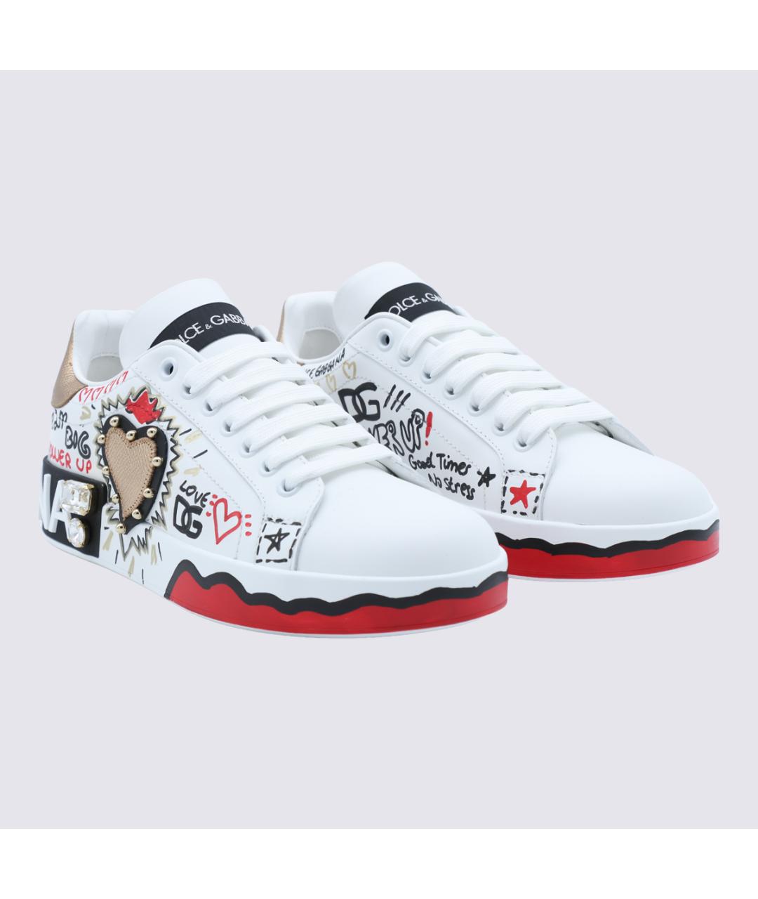DOLCE&GABBANA Белые кожаные кеды, фото 2