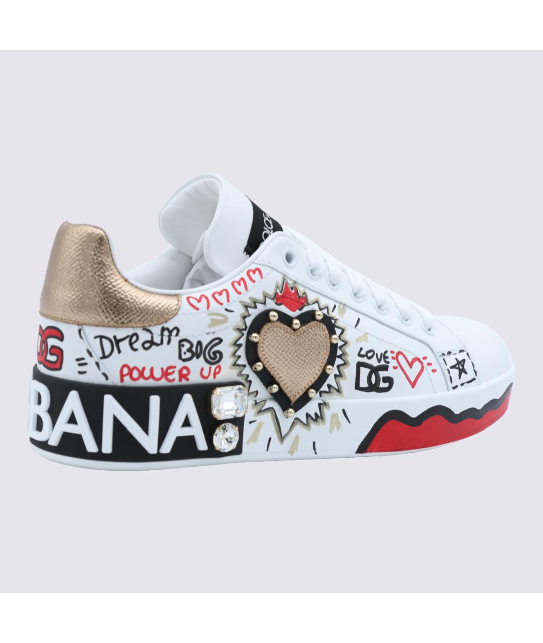 DOLCE&GABBANA Белые кожаные кеды, фото 3