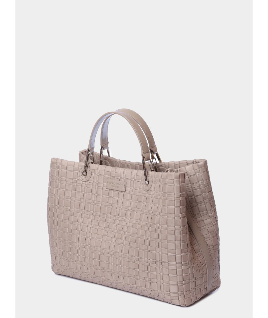 EMPORIO ARMANI Бежевая тканевая сумка через плечо, фото 2