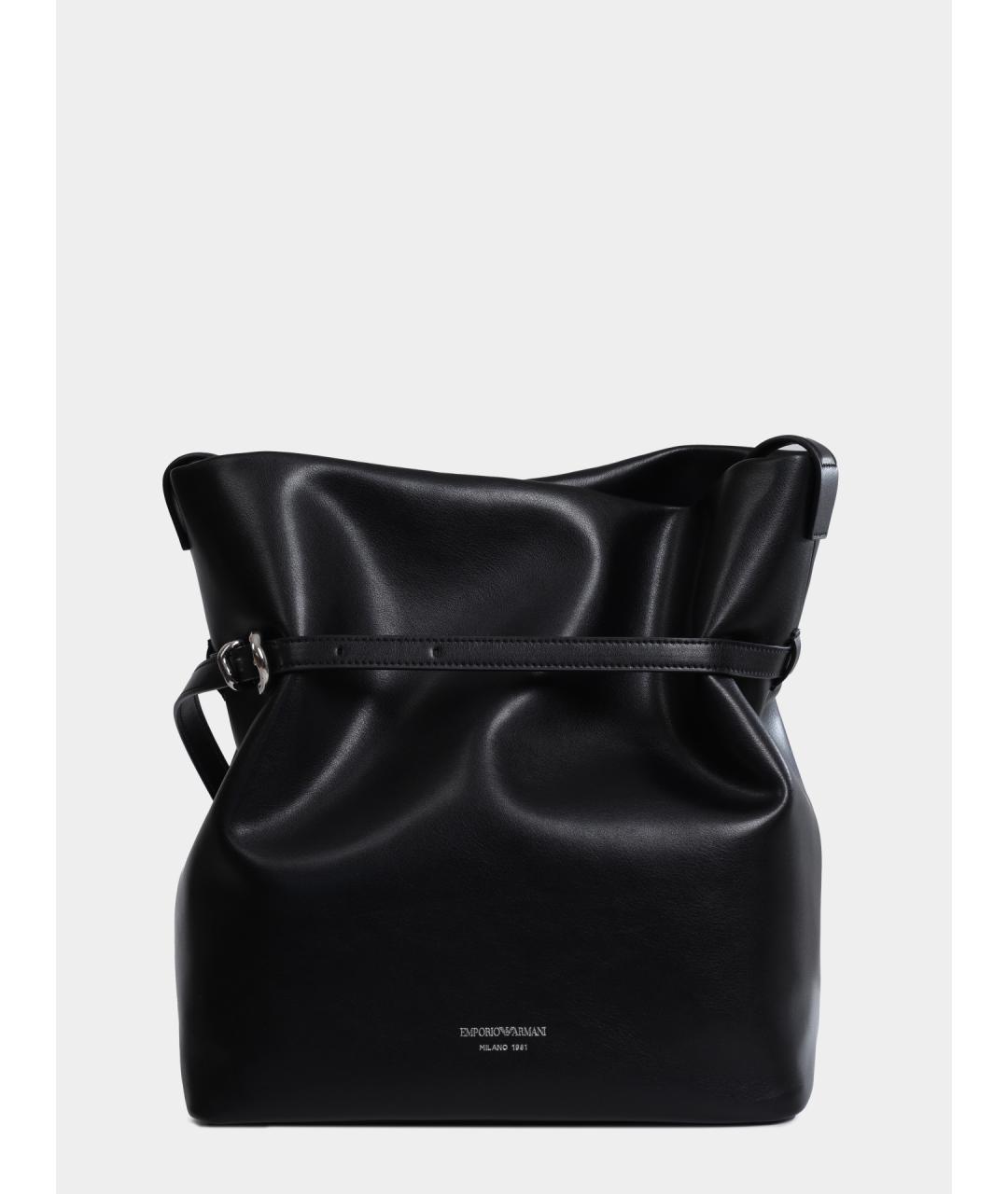 EMPORIO ARMANI Черная кожаная сумка через плечо, фото 2