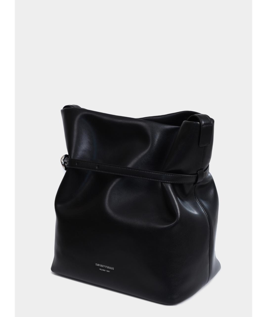 EMPORIO ARMANI Черная кожаная сумка через плечо, фото 3