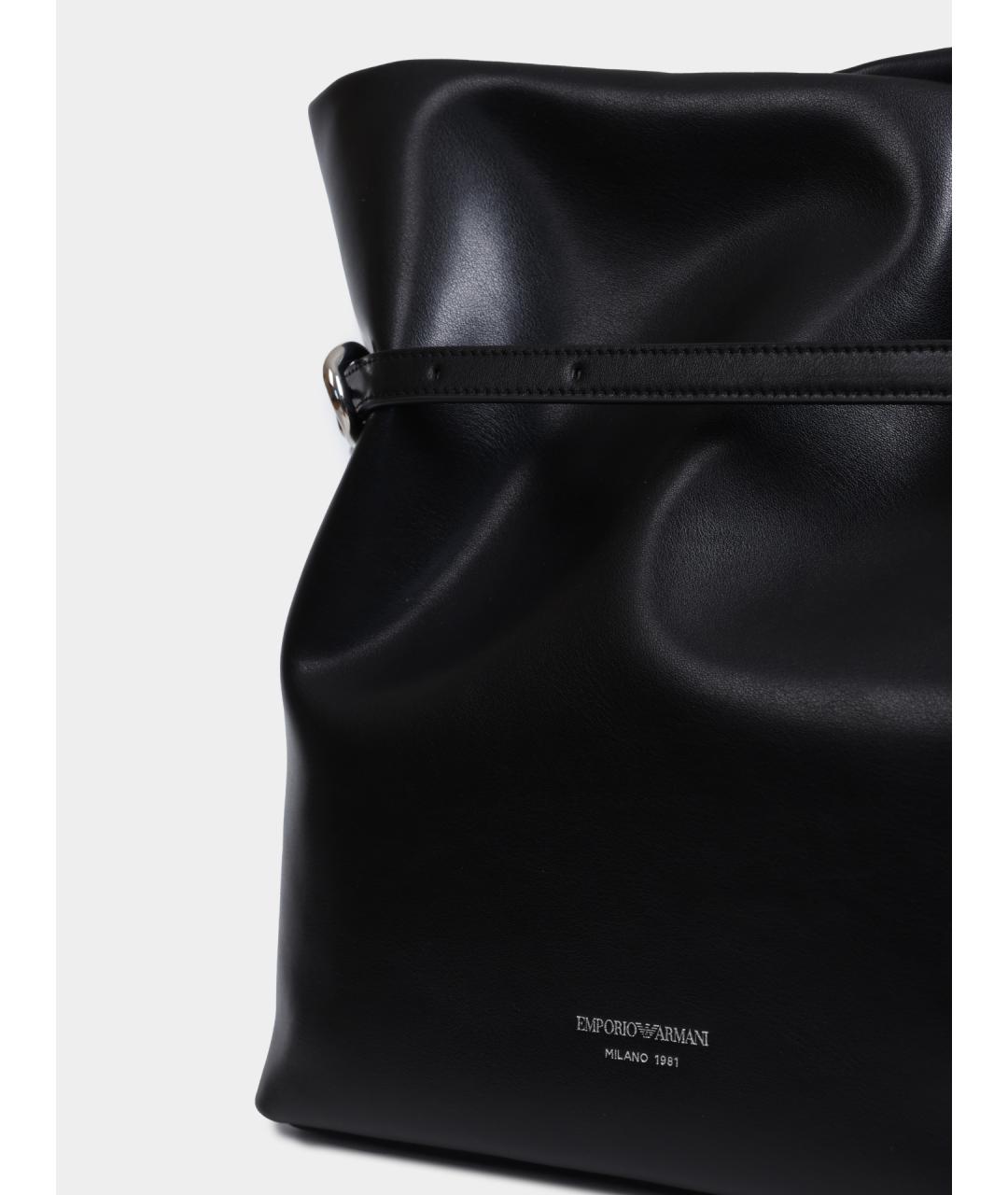 EMPORIO ARMANI Черная кожаная сумка через плечо, фото 4