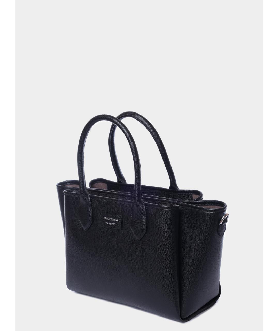 EMPORIO ARMANI Черная сумка тоут из искусственной кожи, фото 2