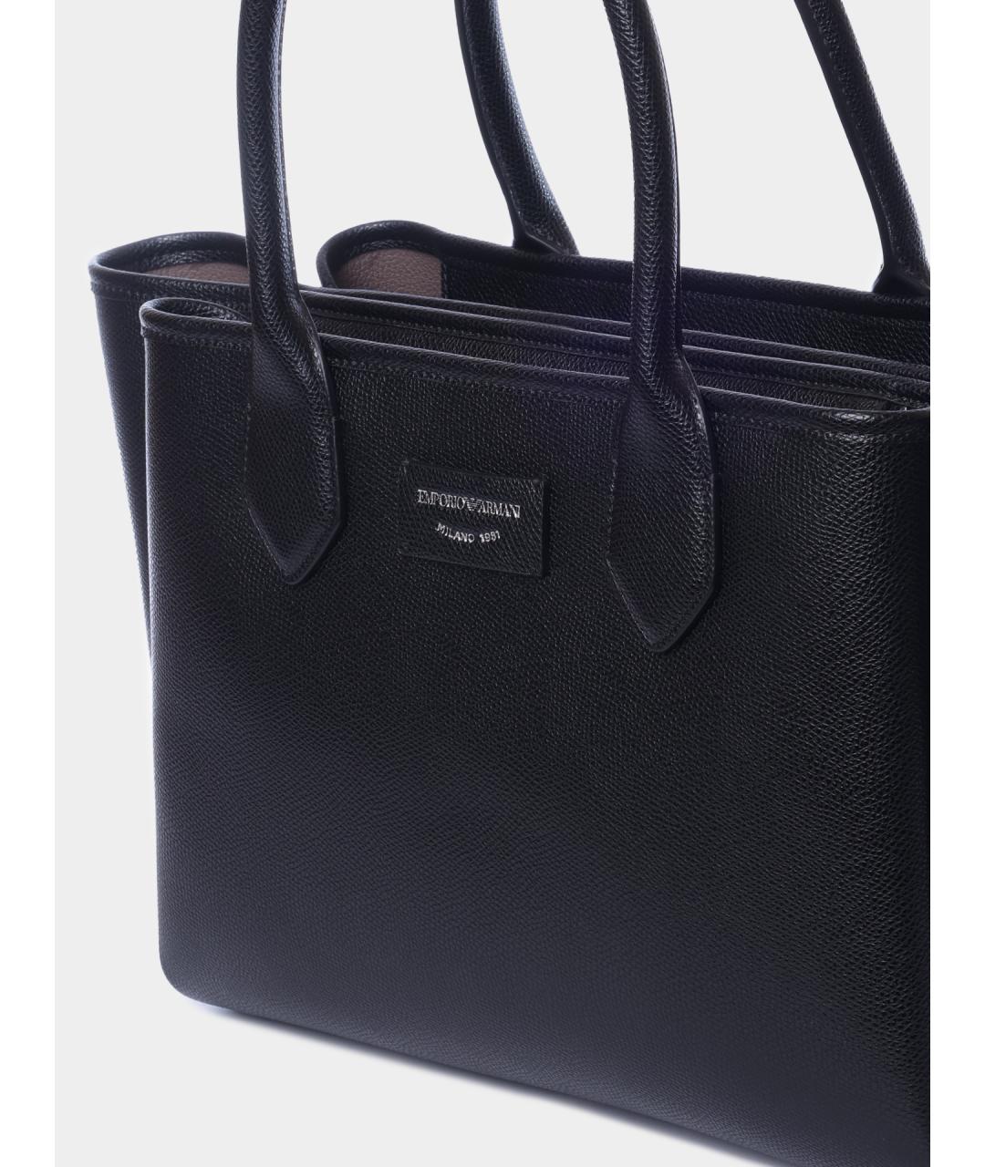 EMPORIO ARMANI Черная сумка тоут из искусственной кожи, фото 3
