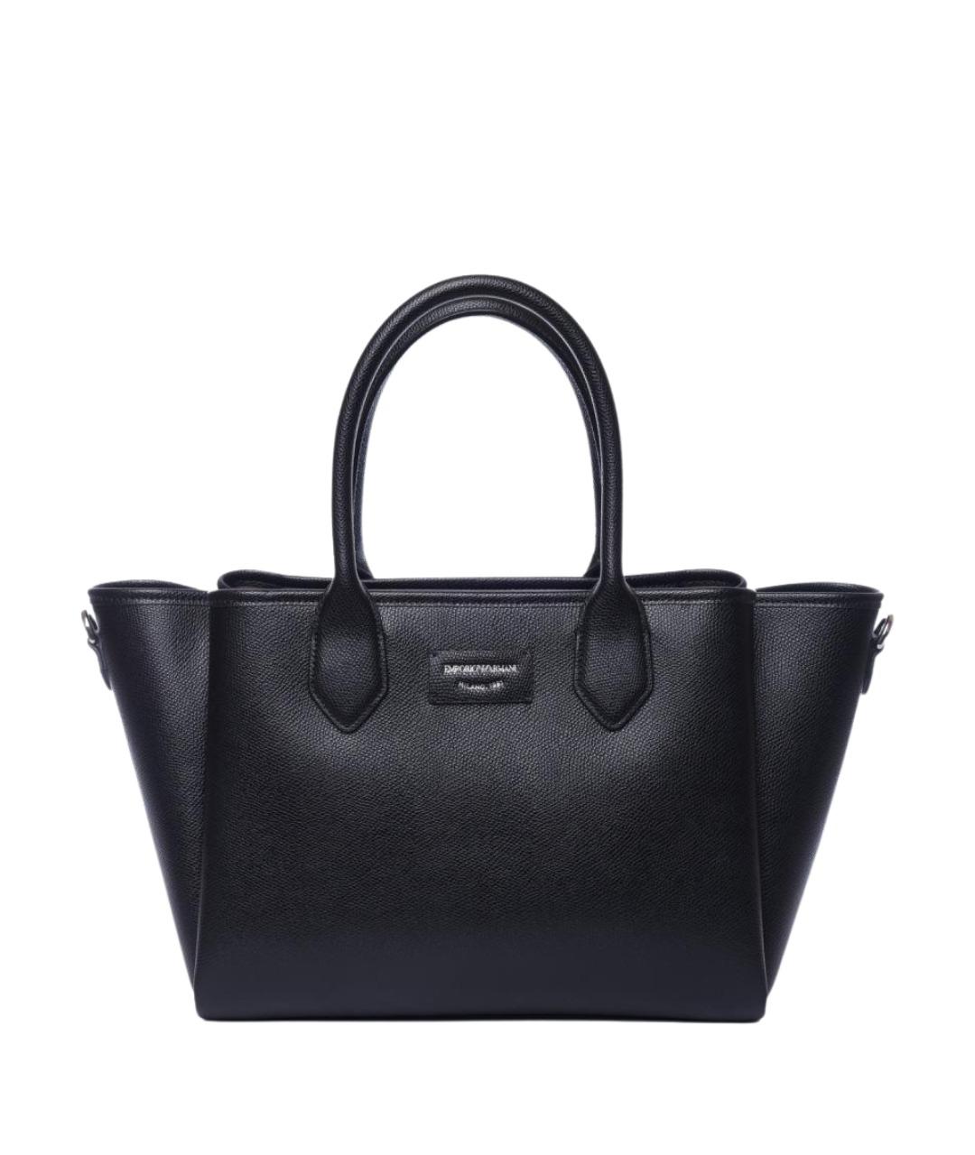 EMPORIO ARMANI Черная сумка тоут из искусственной кожи, фото 1