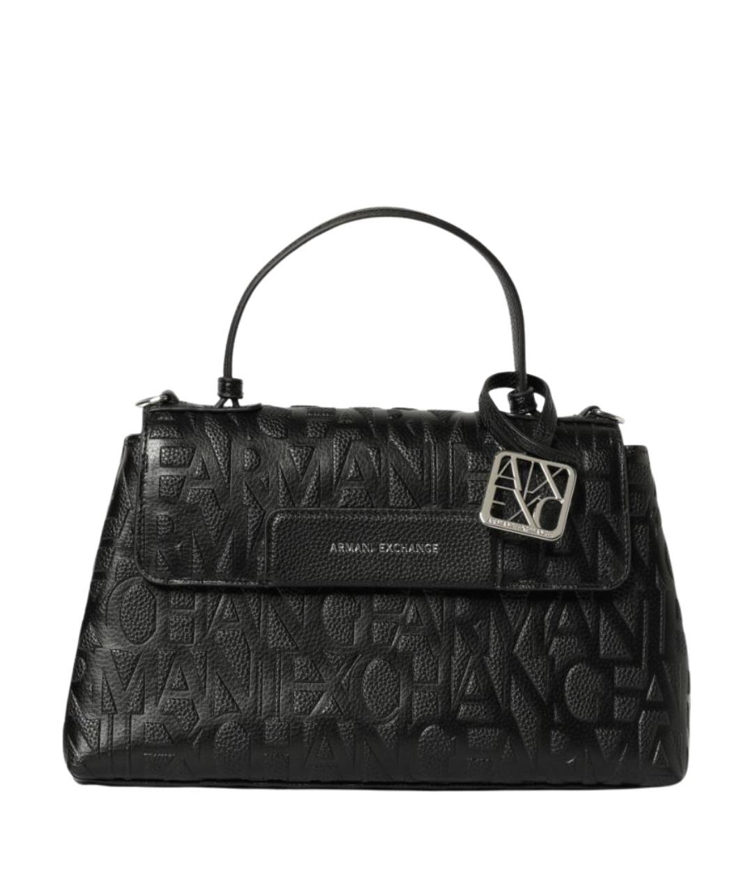 ARMANI EXCHANGE Черная синтетическая сумка с короткими ручками, фото 1