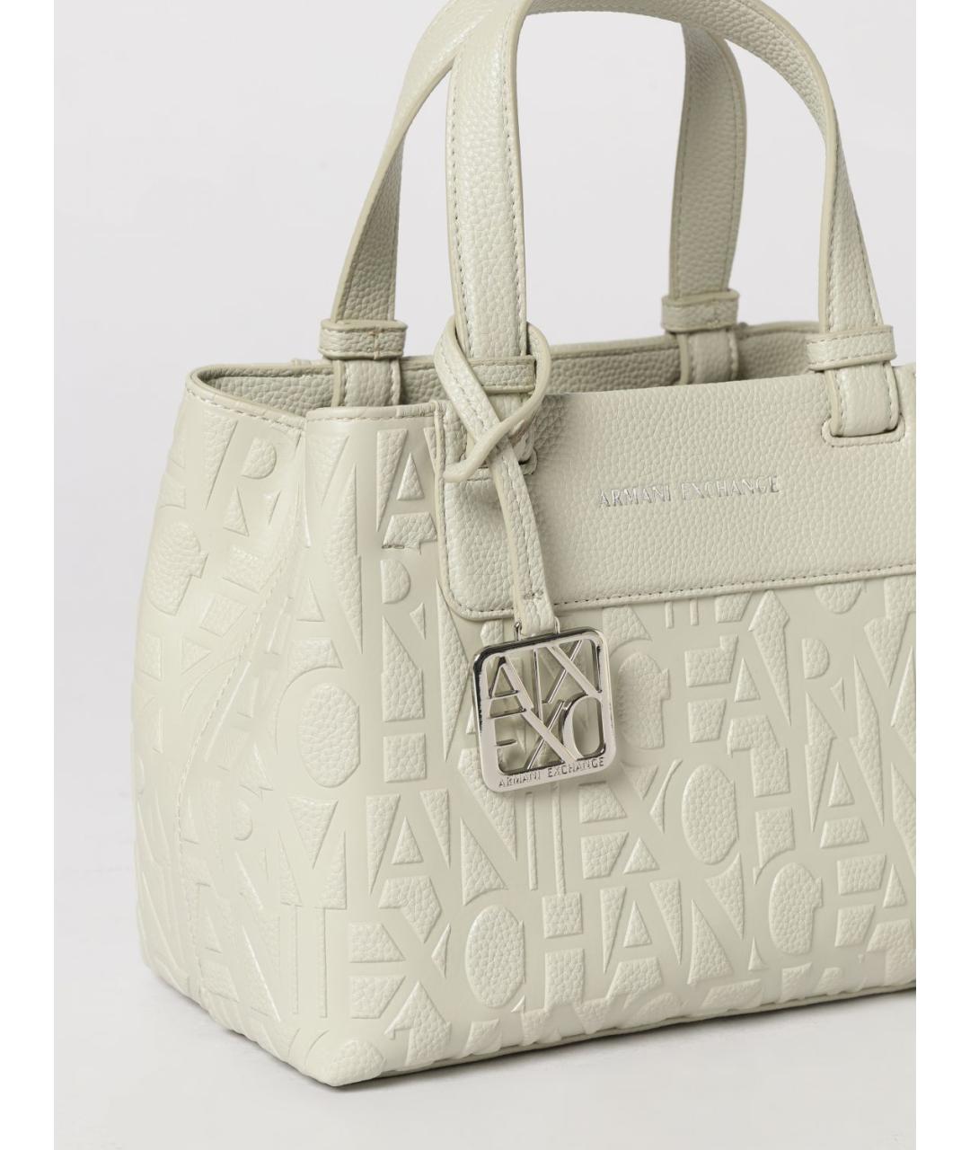 ARMANI EXCHANGE Бежевая синтетическая сумка с короткими ручками, фото 3