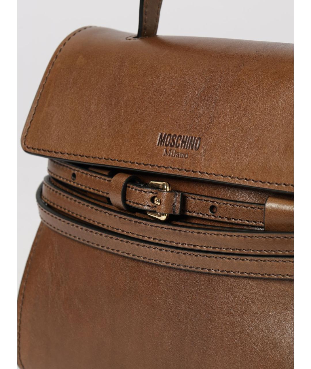 MOSCHINO Коричневая кожаная сумка тоут, фото 3