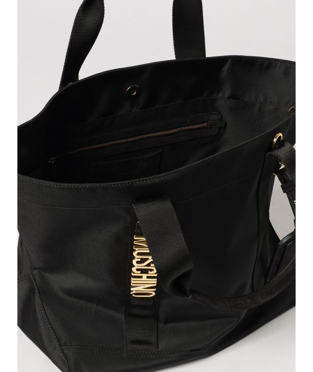 MOSCHINO Черная нейлоновая сумка с короткими ручками, фото 4