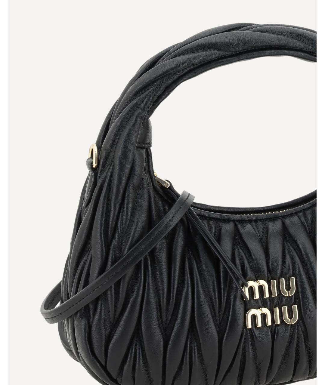 MIU MIU Черная кожаная сумка с короткими ручками, фото 2