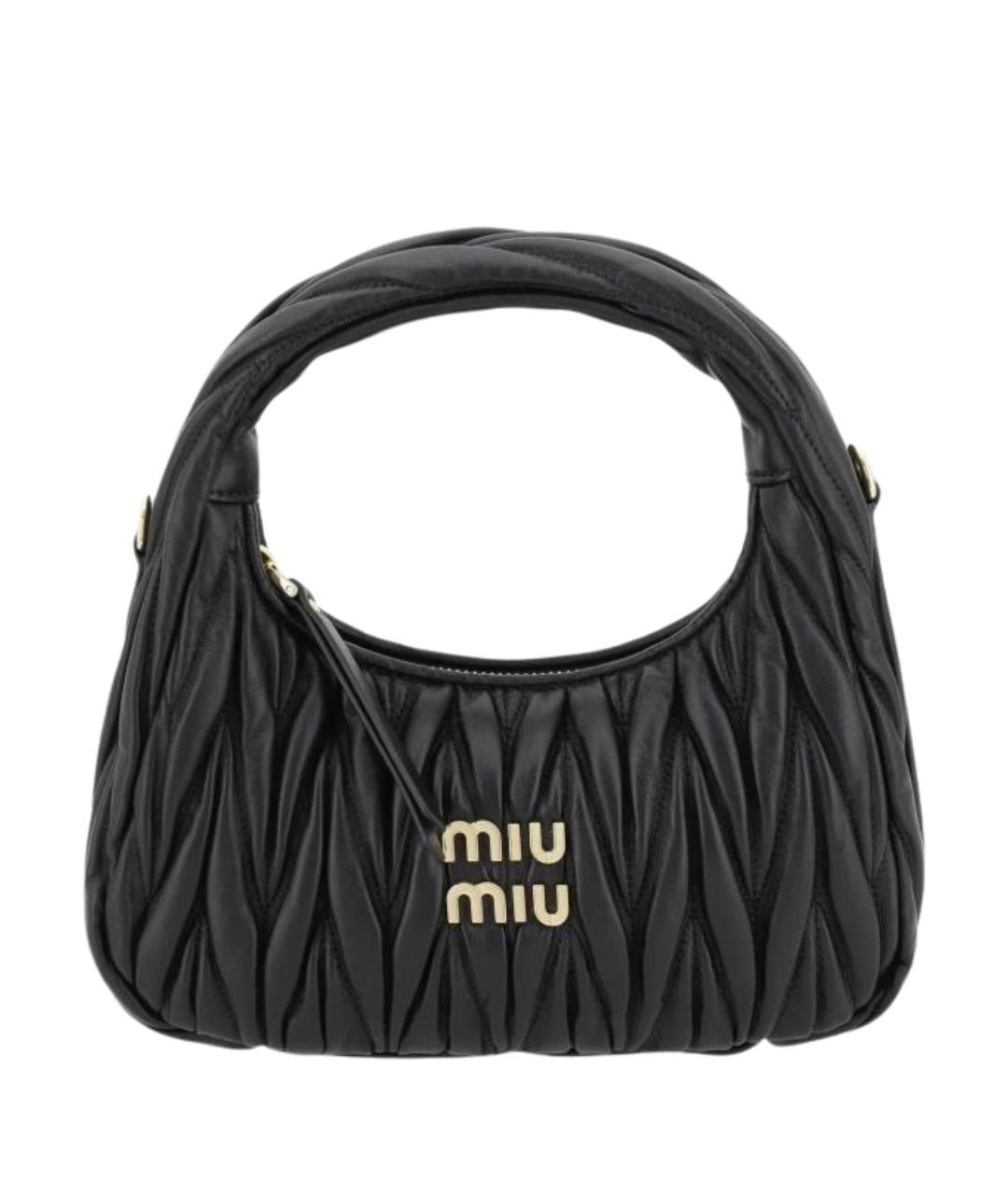 MIU MIU Черная кожаная сумка с короткими ручками, фото 1