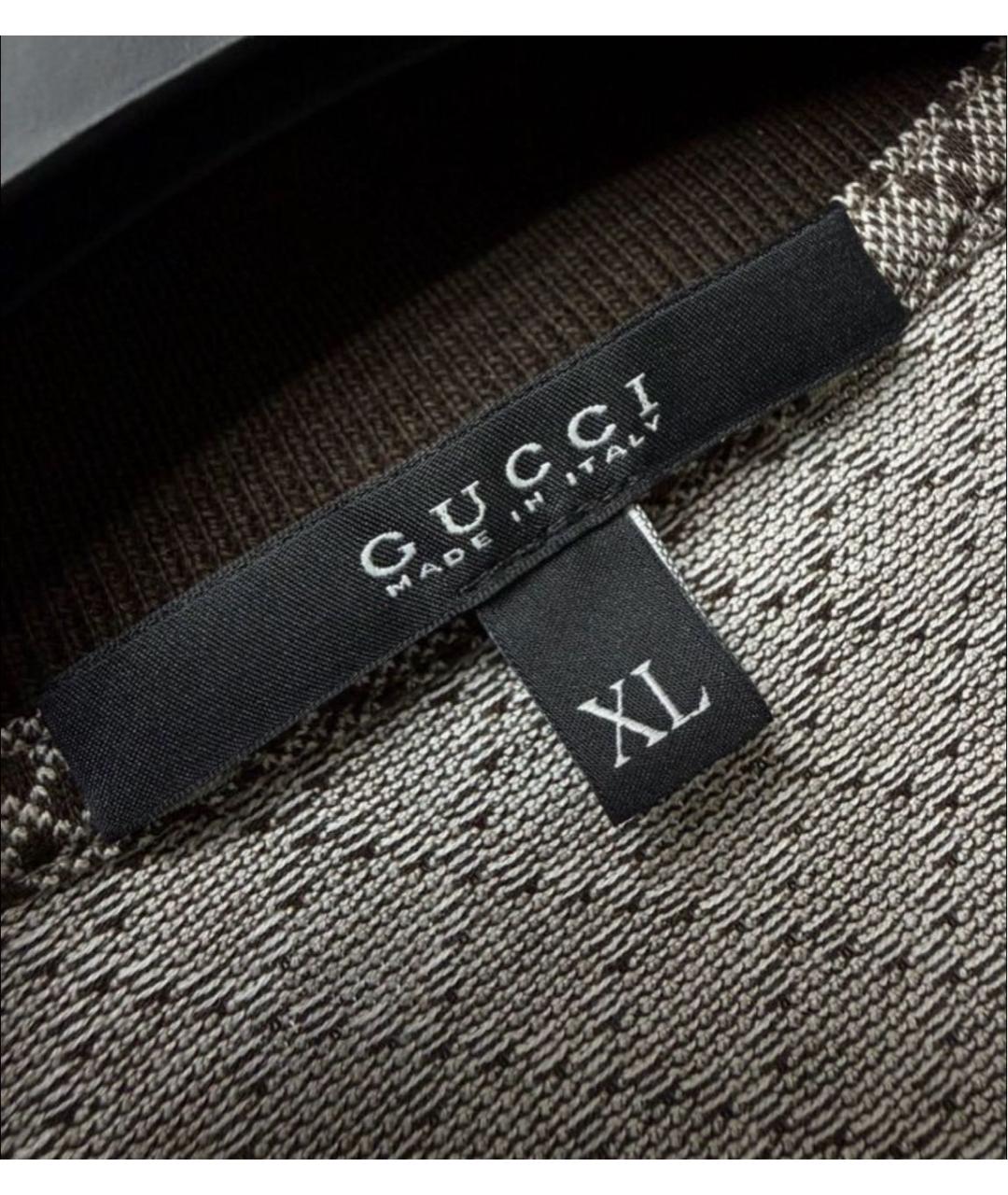 GUCCI Коричневое хлопковое поло с коротким рукавом, фото 4