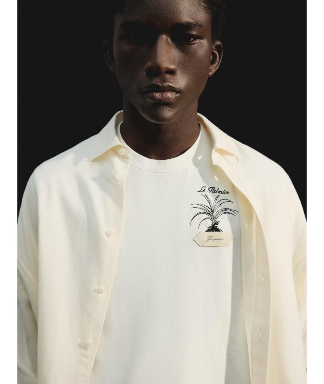 JACQUEMUS Бежевая хлопковая футболка, фото 4
