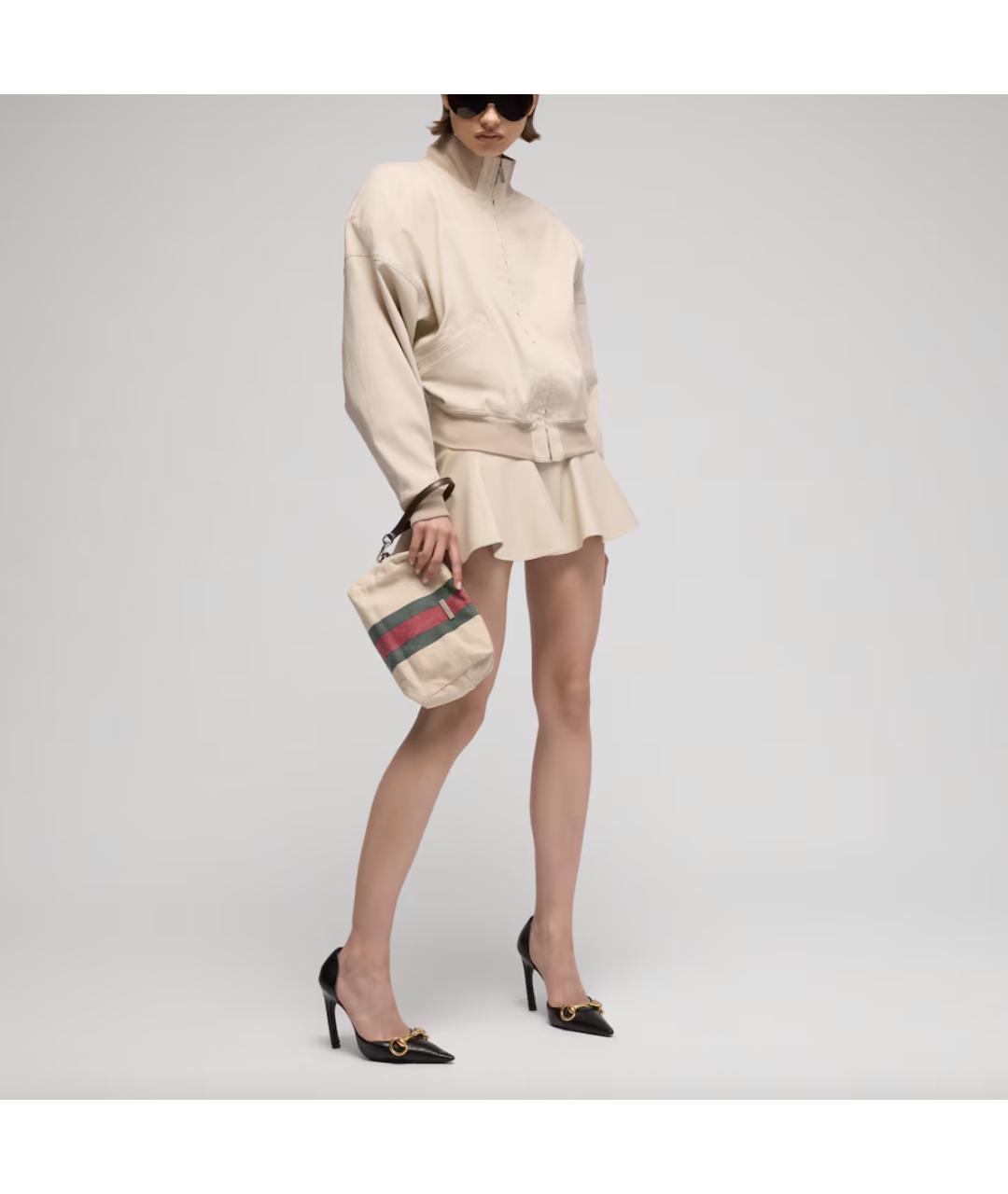 GUCCI Бежевая тканевая косметичка, фото 3